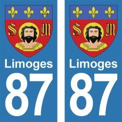 Blason Limoges - Stickers plaque immatriculation 87