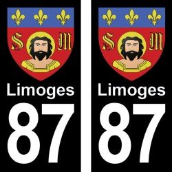 Blason Limoges - Stickers plaque immatriculation 87