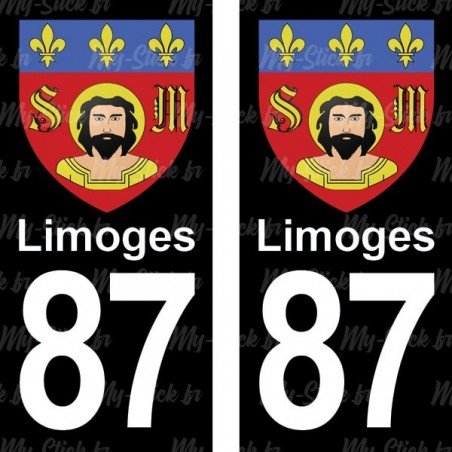 Blason Limoges - Stickers plaque immatriculation 87