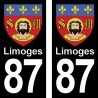 Blason Limoges - Stickers plaque immatriculation 87