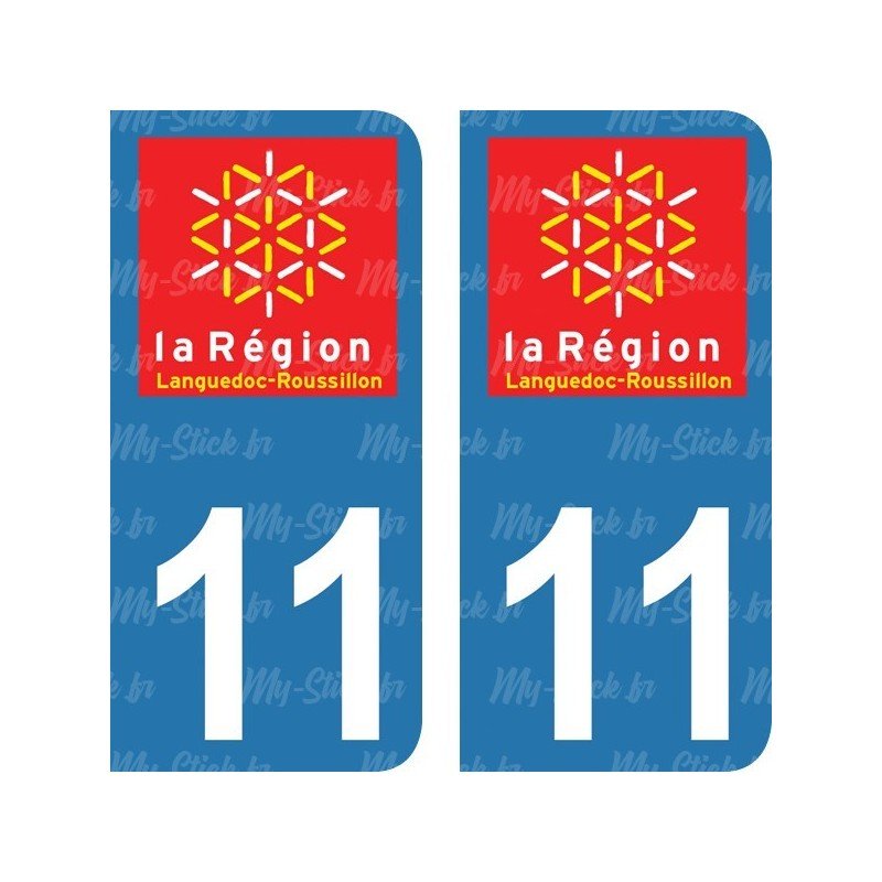 Stickers plaque immatriculation 11 Languedoc-Roussillon