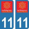 Stickers plaque immatriculation 11 Languedoc-Roussillon