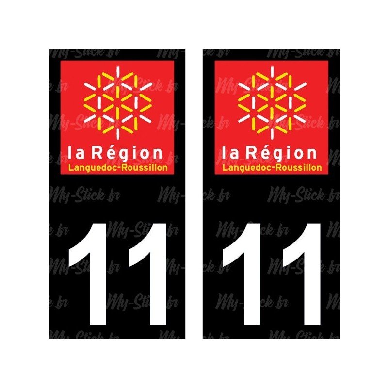 Stickers plaque immatriculation 11 Languedoc-Roussillon