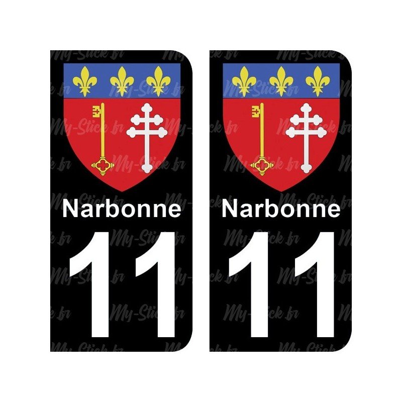 Blason Narbonne - Stickers plaque immatriculation 11