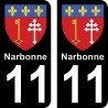 Blason Narbonne - Stickers plaque immatriculation 11