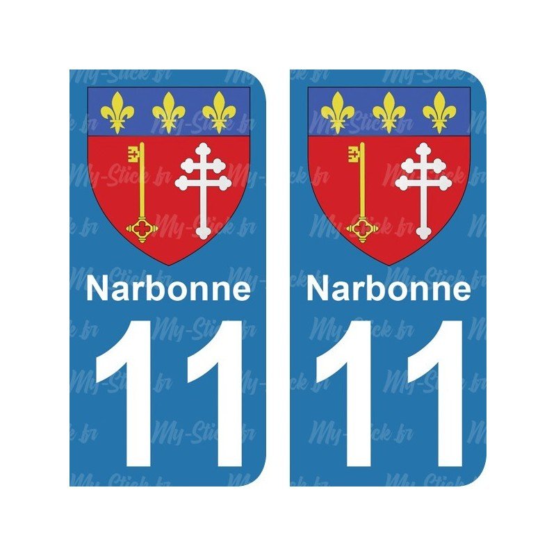 Blason Narbonne - Stickers plaque immatriculation 11