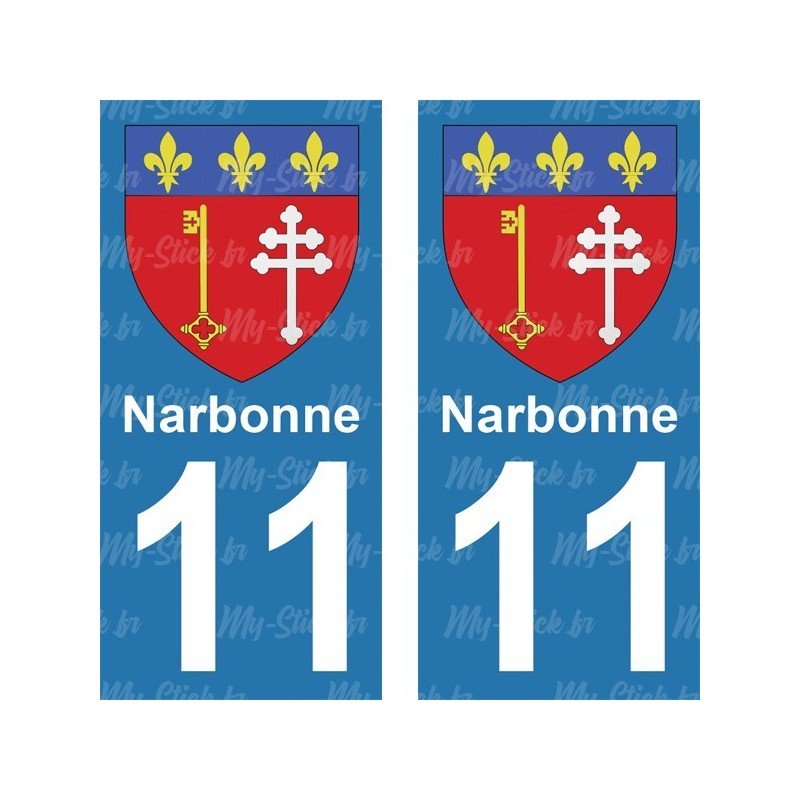 Blason Narbonne - Stickers plaque immatriculation 11