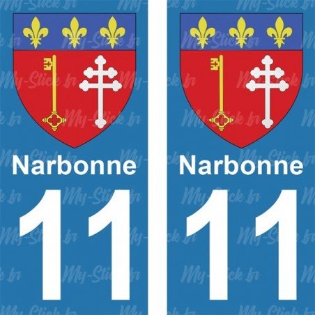 Blason Narbonne - Stickers plaque immatriculation 11