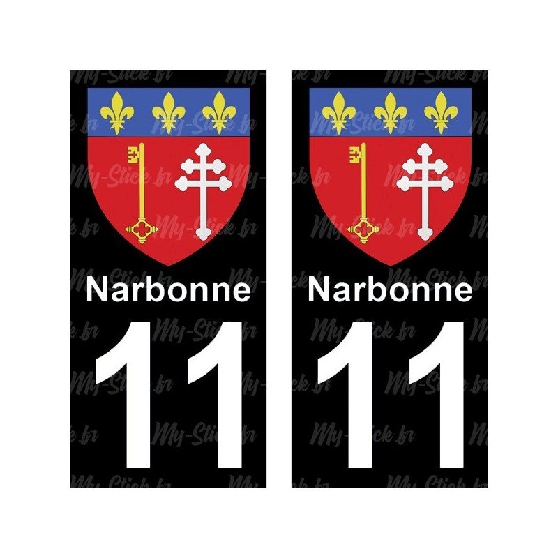 Blason Narbonne - Stickers plaque immatriculation 11