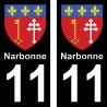 Blason Narbonne - Stickers plaque immatriculation 11