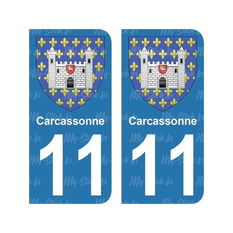 Blason Carcassonne - Stickers plaque immatriculation 11