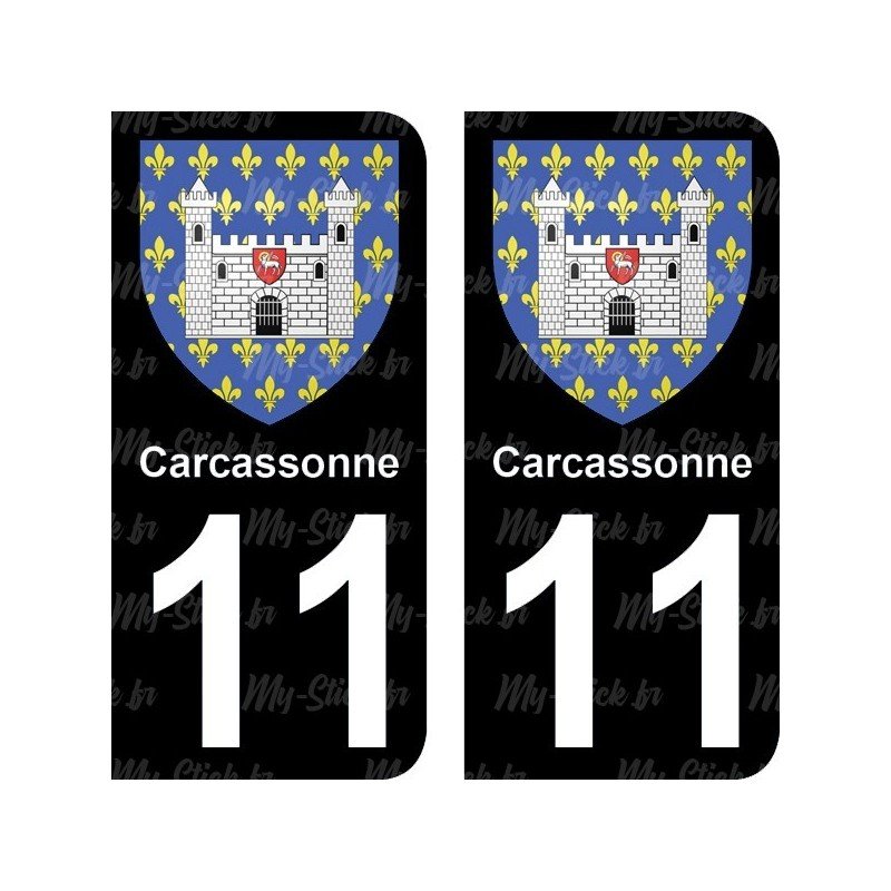 Blason Carcassonne - Stickers plaque immatriculation 11