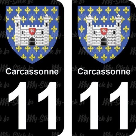 Blason Carcassonne - Stickers plaque immatriculation 11