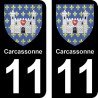 Blason Carcassonne - Stickers plaque immatriculation 11