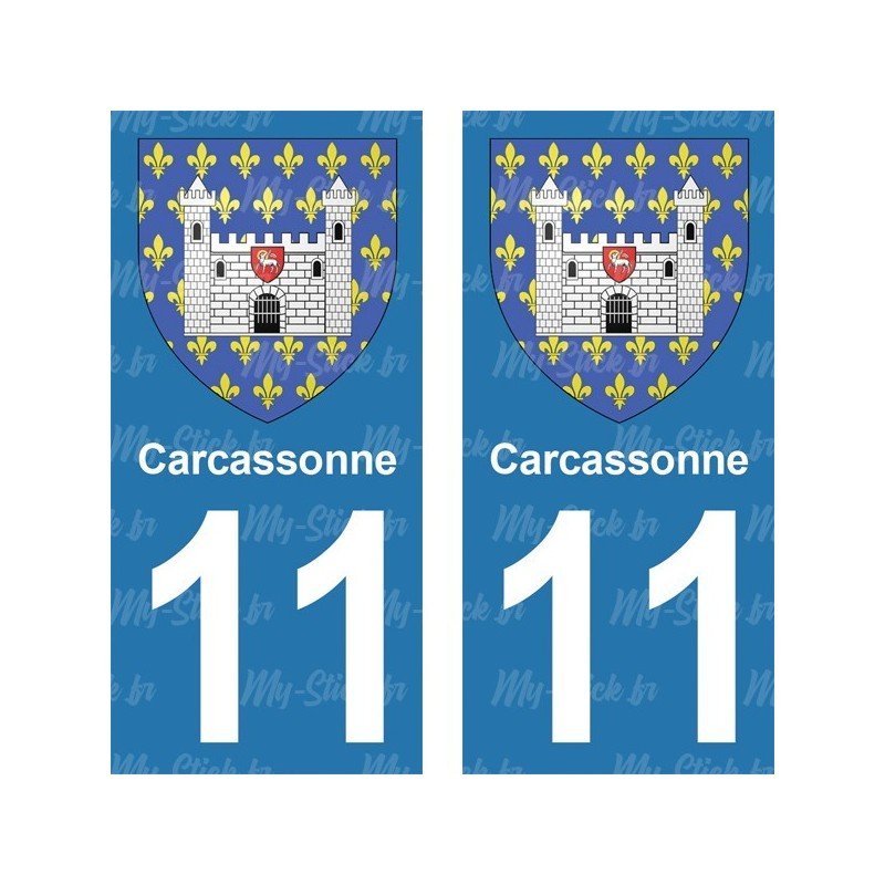 Blason Carcassonne - Stickers plaque immatriculation 11