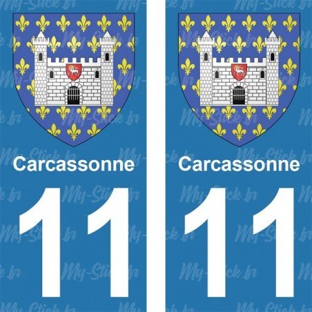 Blason Carcassonne - Stickers plaque immatriculation 11