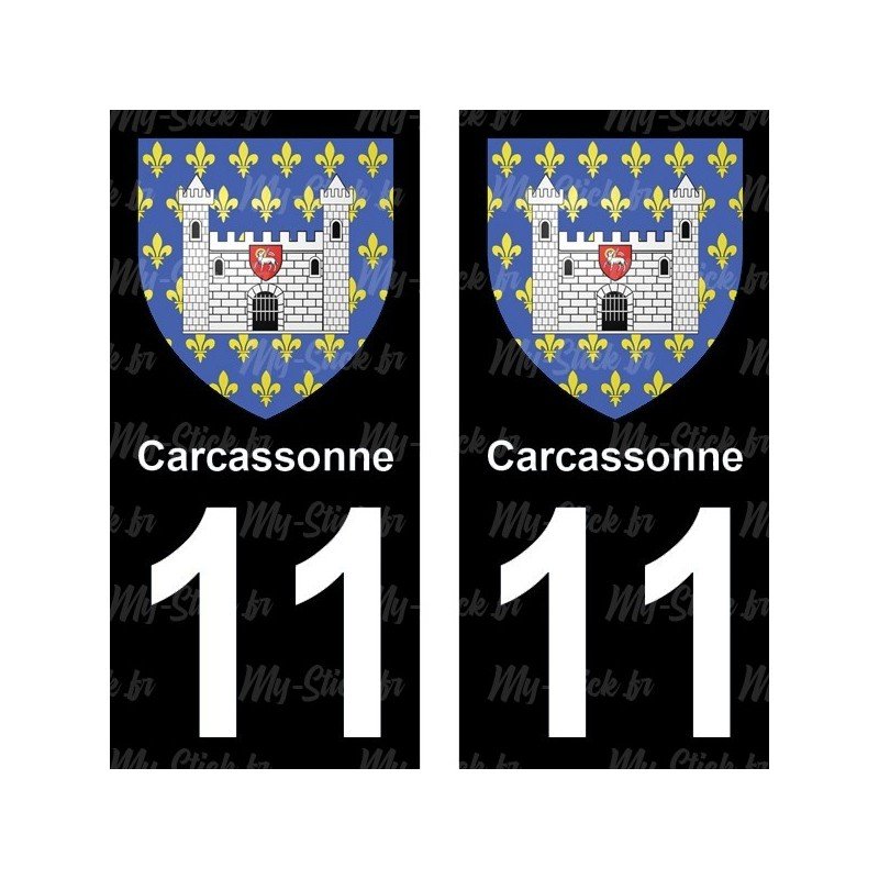 Blason Carcassonne - Stickers plaque immatriculation 11