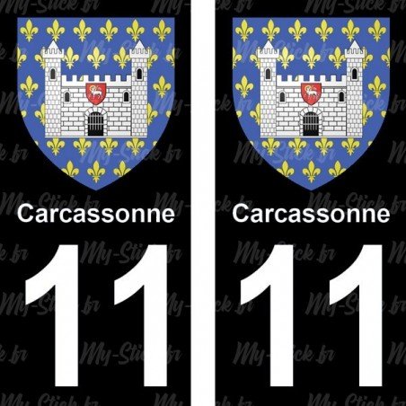 Blason Carcassonne - Stickers plaque immatriculation 11