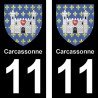 Blason Carcassonne - Stickers plaque immatriculation 11