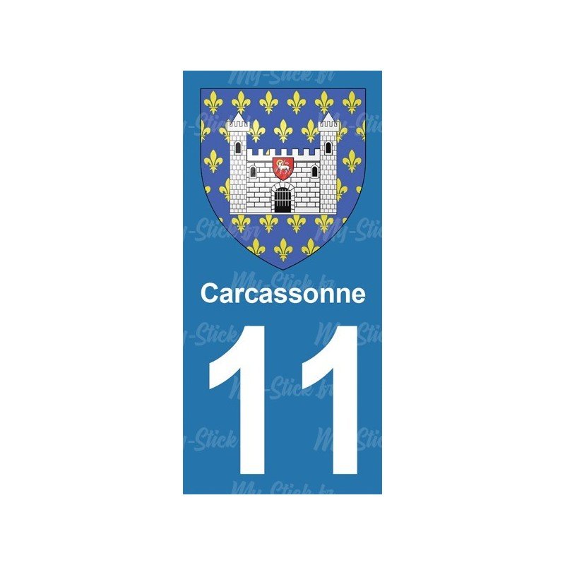 Blason Carcassonne - Stickers plaque immatriculation 11