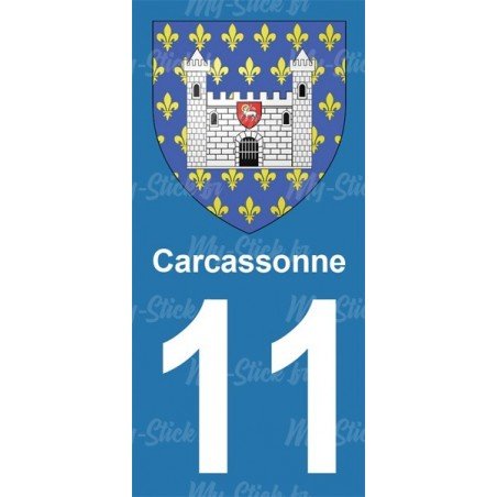 Blason Carcassonne - Stickers plaque immatriculation 11