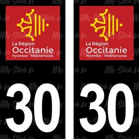 Stickers plaque immatriculation 30