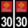 Stickers plaque immatriculation 30