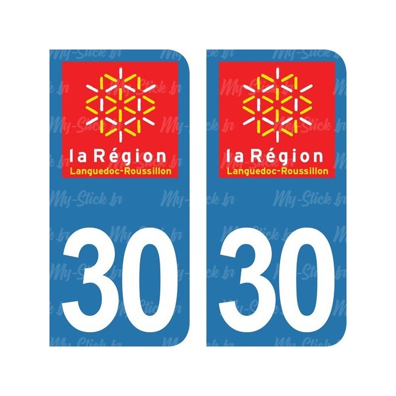 Stickers plaque immatriculation 30 Languedoc Roussillon