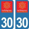 Stickers plaque immatriculation 30 Languedoc Roussillon