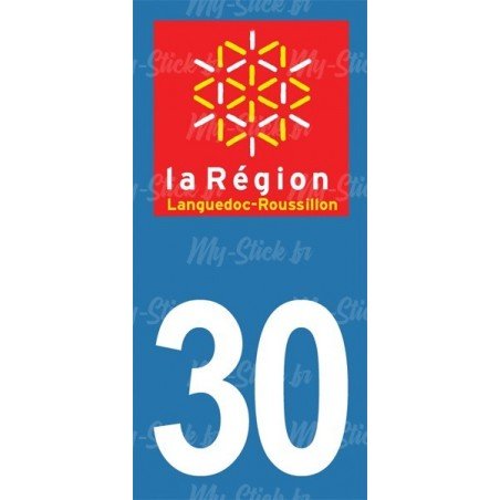 Stickers plaque immatriculation 30 Languedoc Roussillon