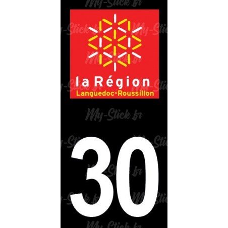 Stickers plaque immatriculation 30 Languedoc Roussillon