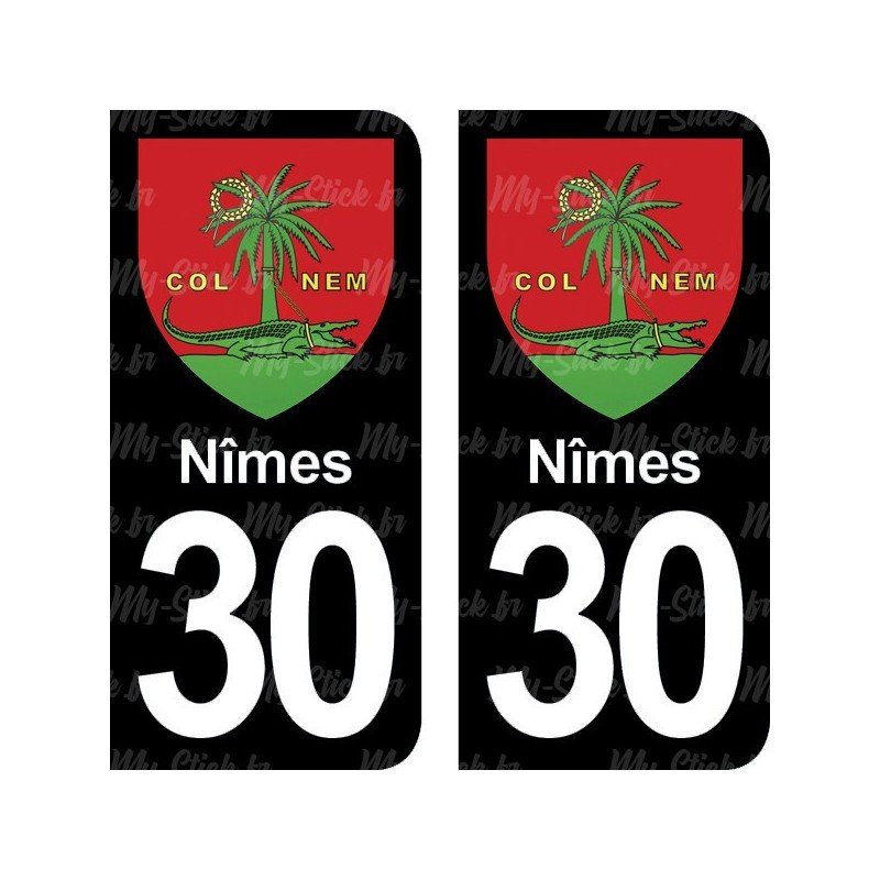 Blason Nîmes - Stickers plaque immatriculation 30