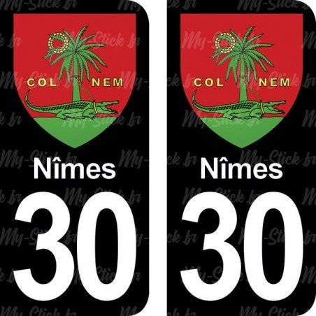 Blason Nîmes - Stickers plaque immatriculation 30