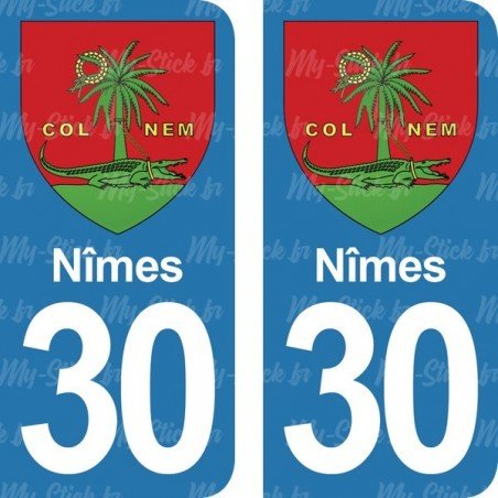 Blason Nîmes - Stickers plaque immatriculation 30