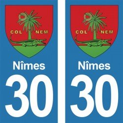 Blason Nîmes - Stickers plaque immatriculation 30