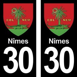 Blason Nîmes - Stickers plaque immatriculation 30