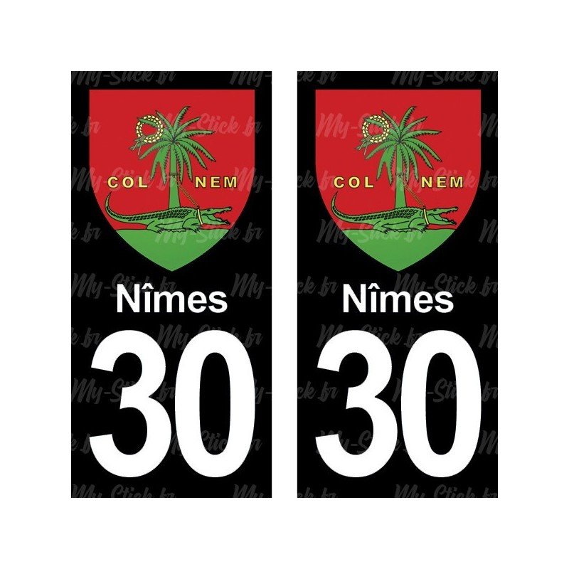 Blason Nîmes - Stickers plaque immatriculation 30