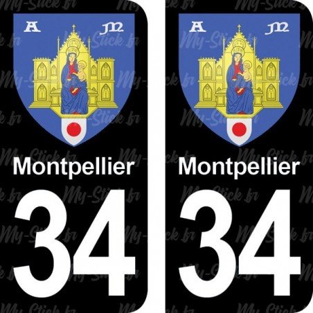 Blason Montpellier - Stickers plaque immatriculation 34