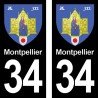 Blason Montpellier - Stickers plaque immatriculation 34