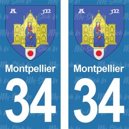 Blason Montpellier - Stickers plaque immatriculation 34