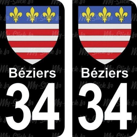 Blason Béziers - Stickers plaque immatriculation 34