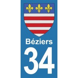 Blason Béziers - Stickers plaque immatriculation 34