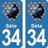 Blason Sète - Stickers plaque immatriculation 34