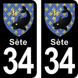 Blason Sète - Stickers plaque immatriculation 34