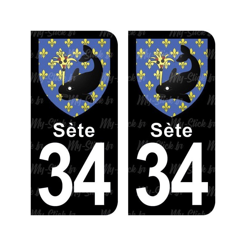 Blason Sète - Stickers plaque immatriculation 34