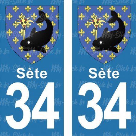 Blason Sète - Stickers plaque immatriculation 34