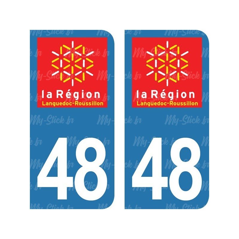 Stickers plaque immatriculation 48 Languedoc-Roussillon