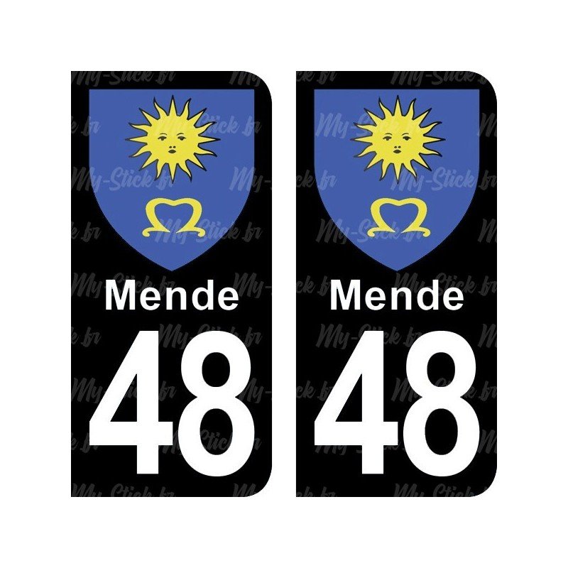 Blason Mende - Stickers plaque immatriculation 48