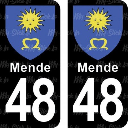 Blason Mende - Stickers plaque immatriculation 48