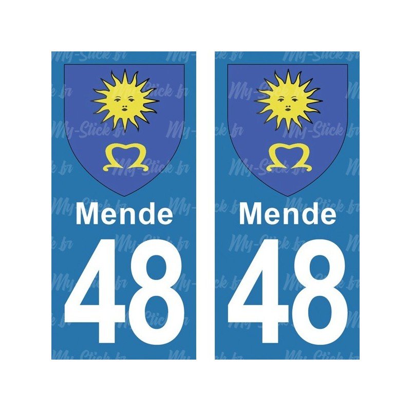Blason Mende - Stickers plaque immatriculation 48